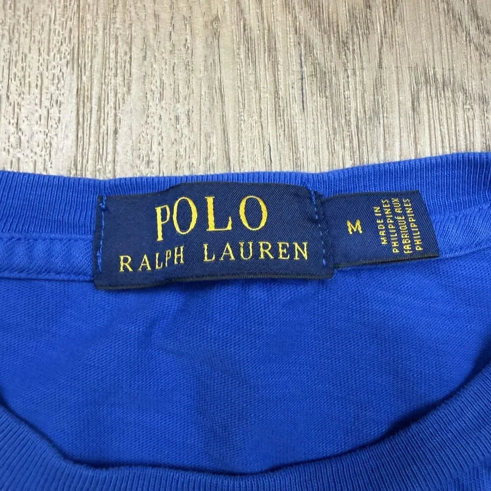 Polo Ralph Lauren Shirt Mens Medium Blue Sailboat Pocket Graphic Tee Nautical